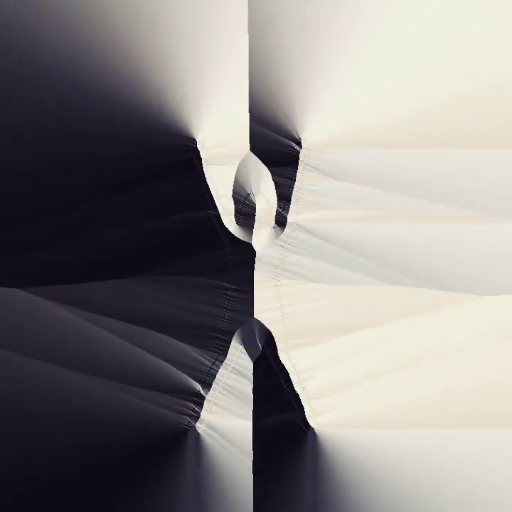 A standing figure with arms up against a metallic background.