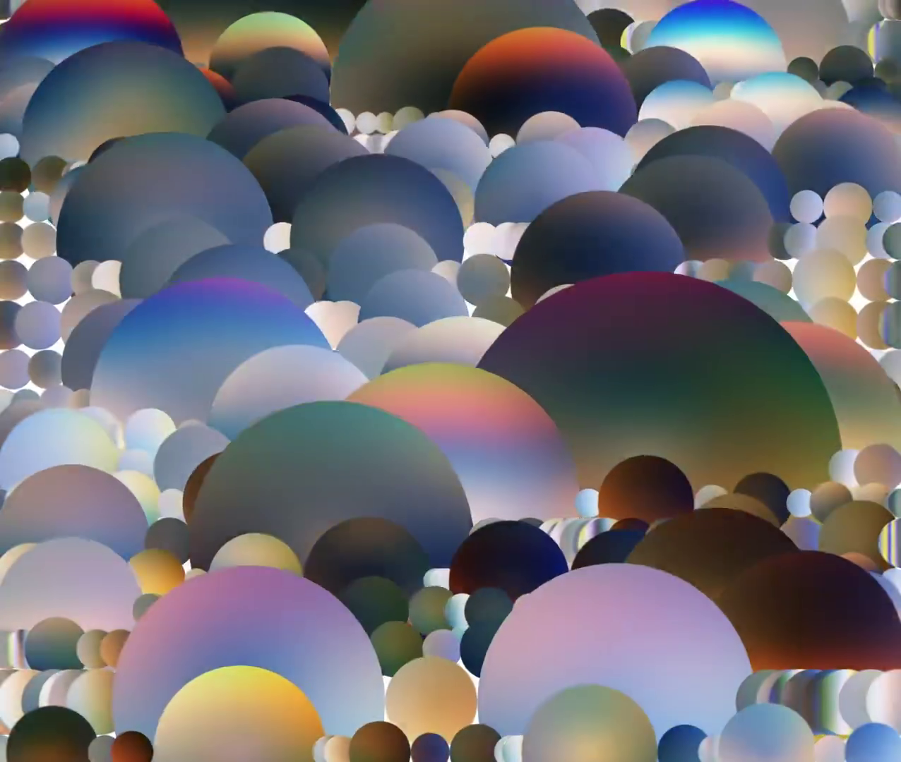 Circles rendered in different colours and sizes overlap with each other. 